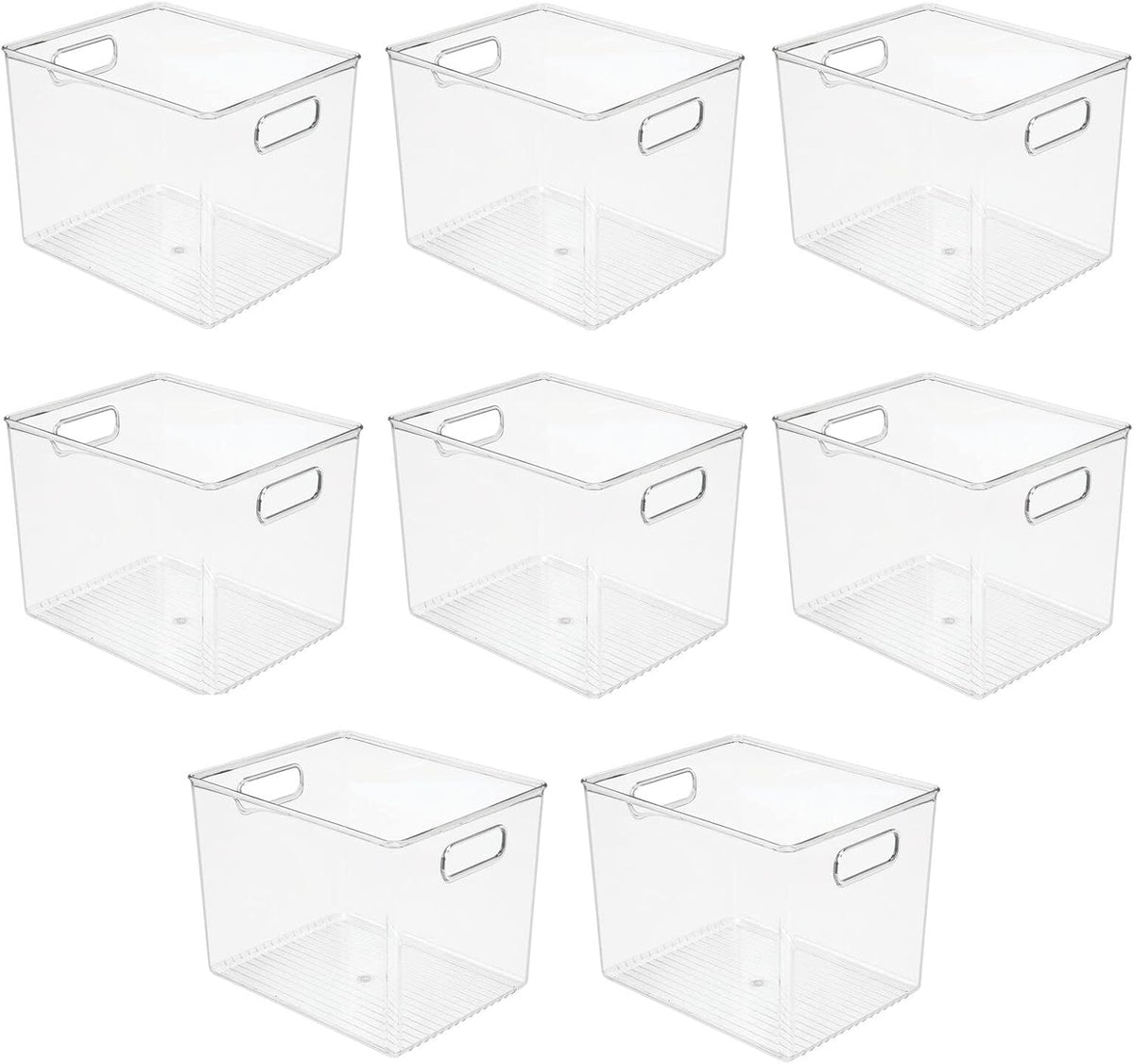 Clear 8 Pack Plastic Storage Organizer Bin Basket with Handle T64464
