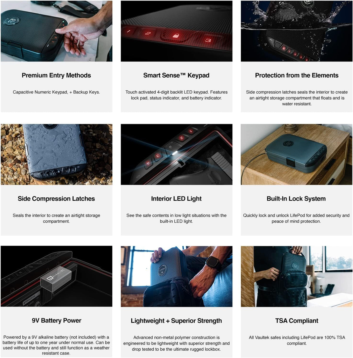 Waterproof Electronic Lock Portable Handgun Case with Backlit Keypad K498791