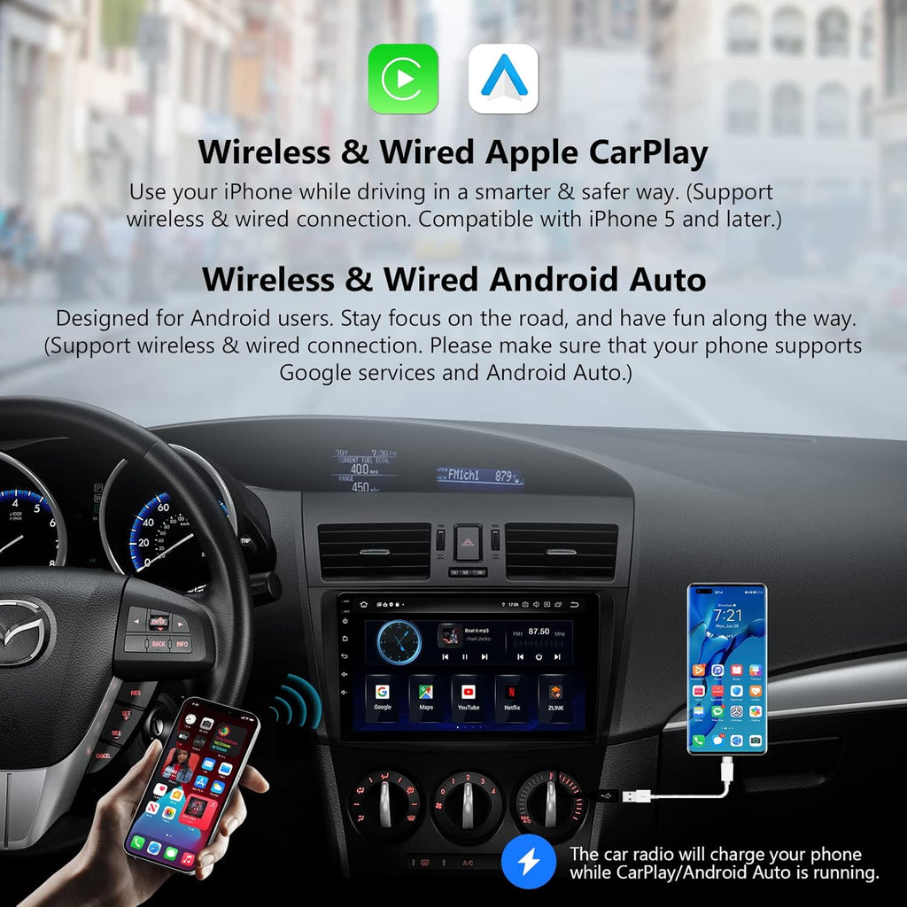Android 11 Car Stereo, 9 Inch Single Din Car Radio with CarPlay & Android Auto M42589