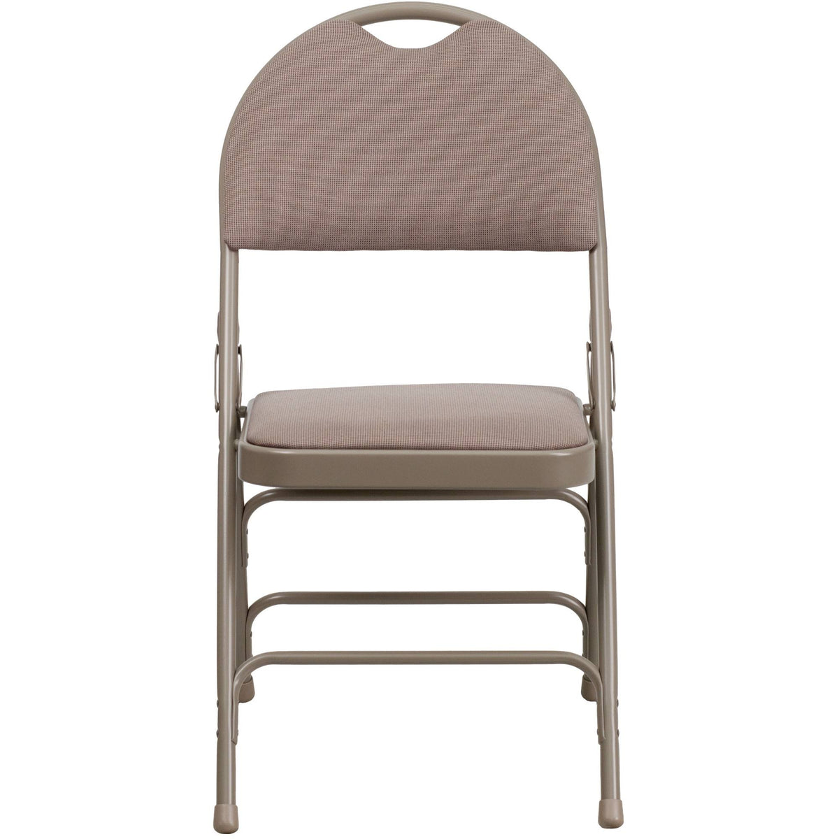 Beige Fabric Metal Folding Chair W2753