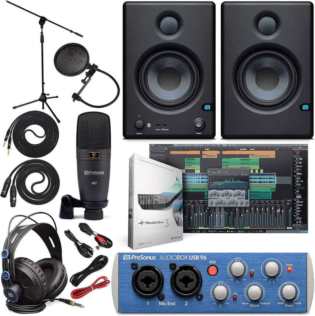 Audio Interface with Studio Monitors and Instrument Cable U315718