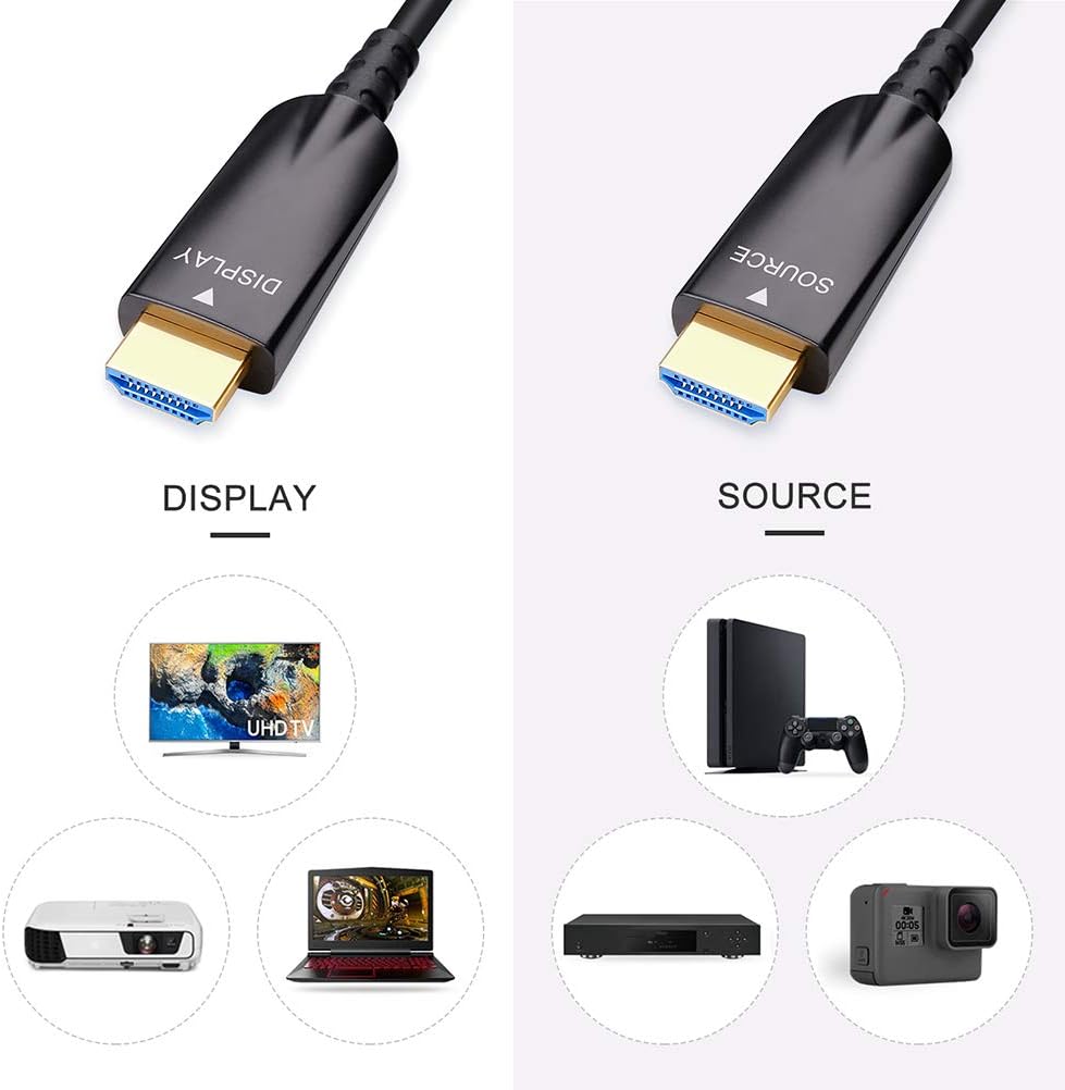 100ft Fiber Optic HDMI Cable 4K 30Hz 1080p 60Hz Black Pack of 2 N5483