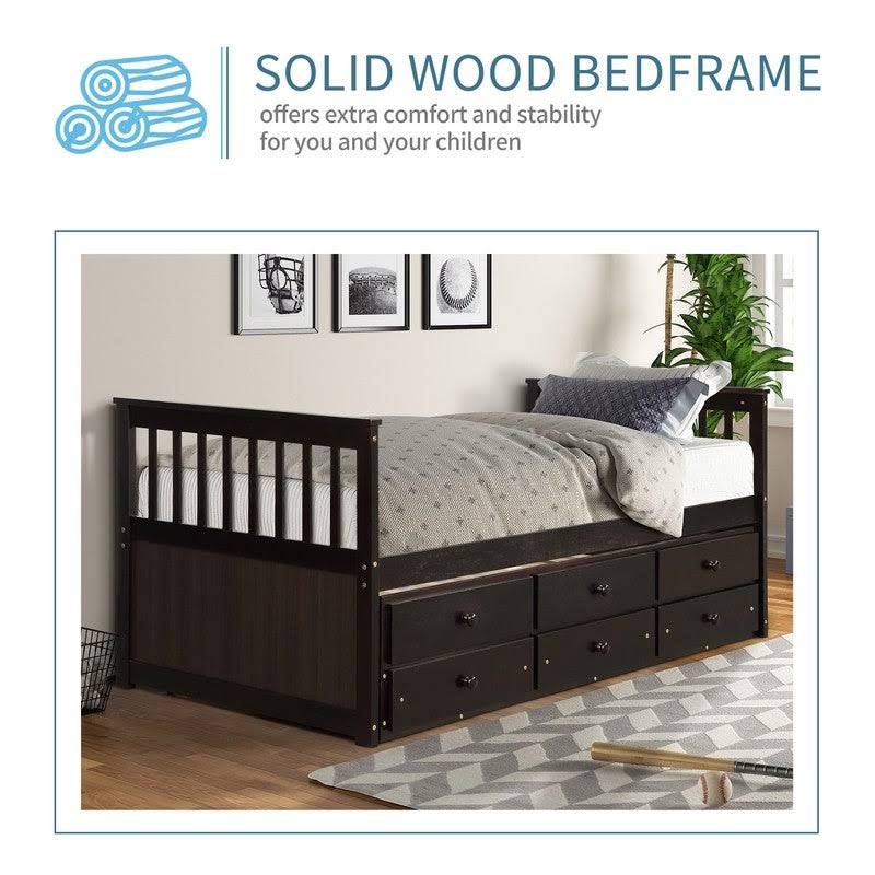 Twin Bed with Trundle and Storage Drawers E11755