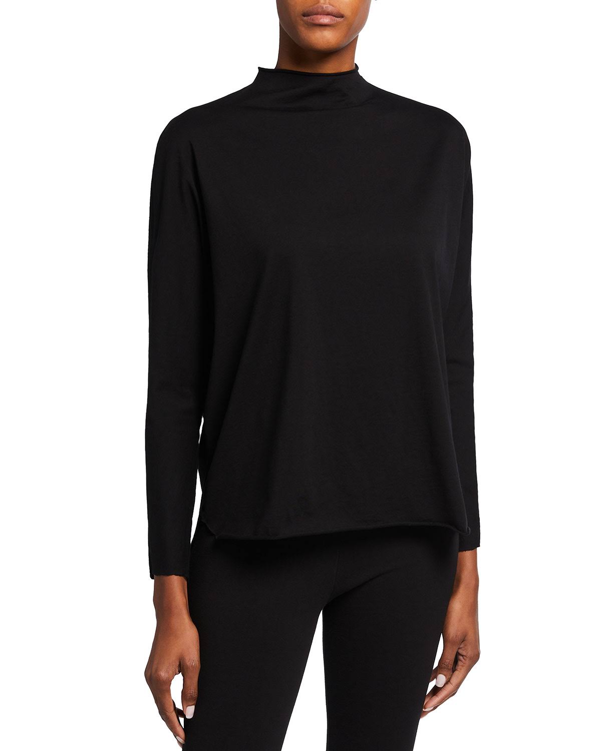 Black Long-Sleeve Funnel Neck Capelet G969620