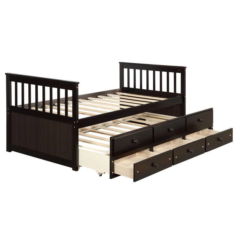 Twin Bed with Trundle and Storage Drawers E11755