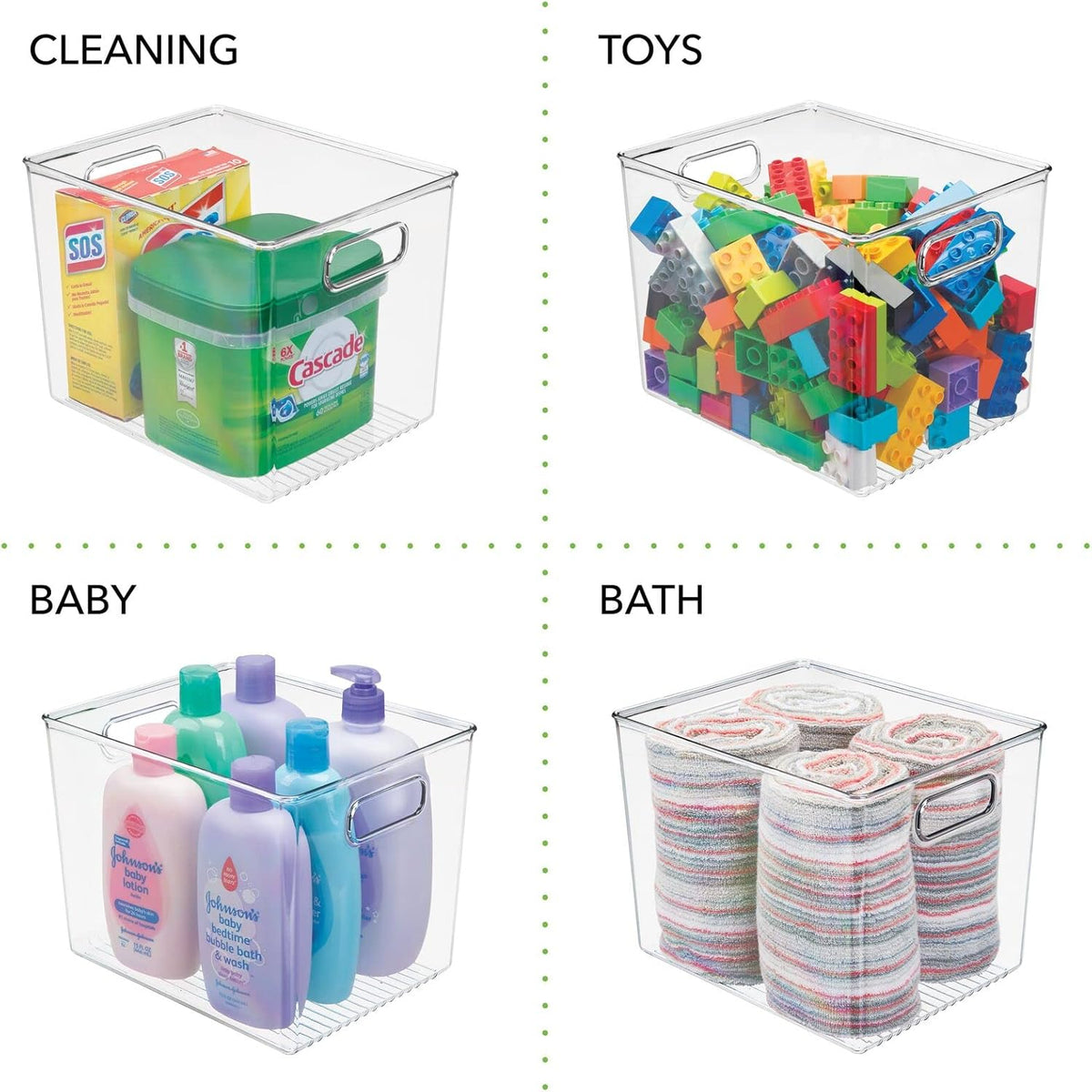 Clear 8 Pack Plastic Storage Organizer Bin Basket with Handle T64464