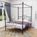 Queen Size Black Metal Canopy Bed Frame with Headboard and Footboard P620002