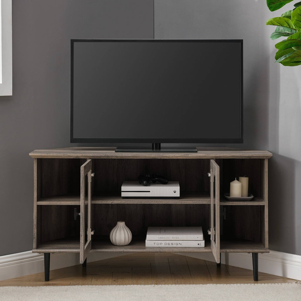 48-Inch Glass Door Corner TV Console D12742