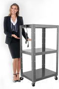 Steel Height Adjustable Media Cart with Outlets U438018