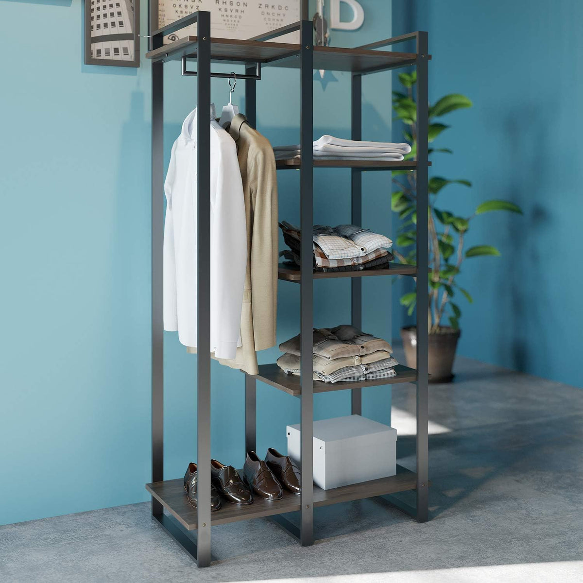 Metal and Wood Platform Bed Frame C9901