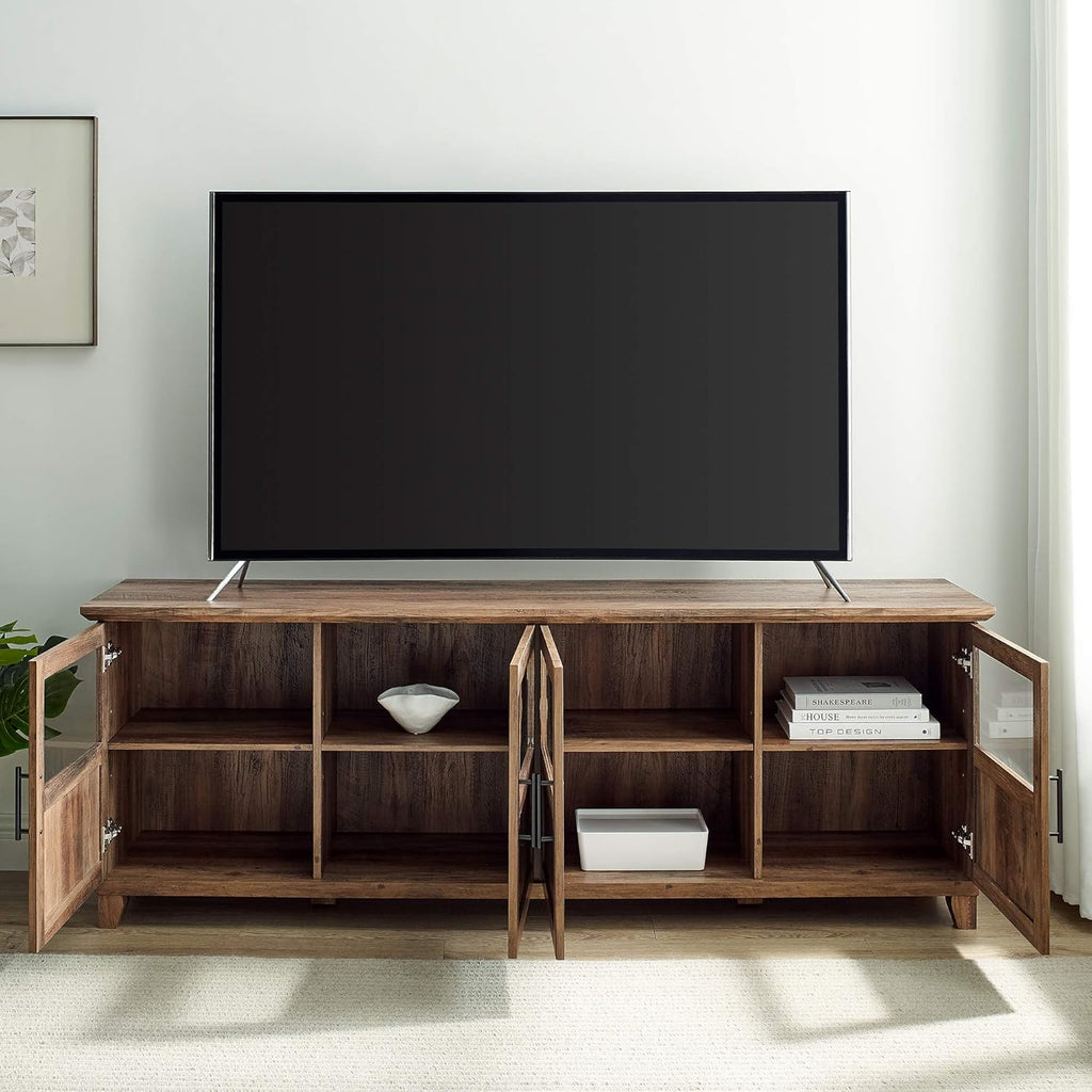 70 Inch Rustic Oak Glass and Wood TV Stand D229