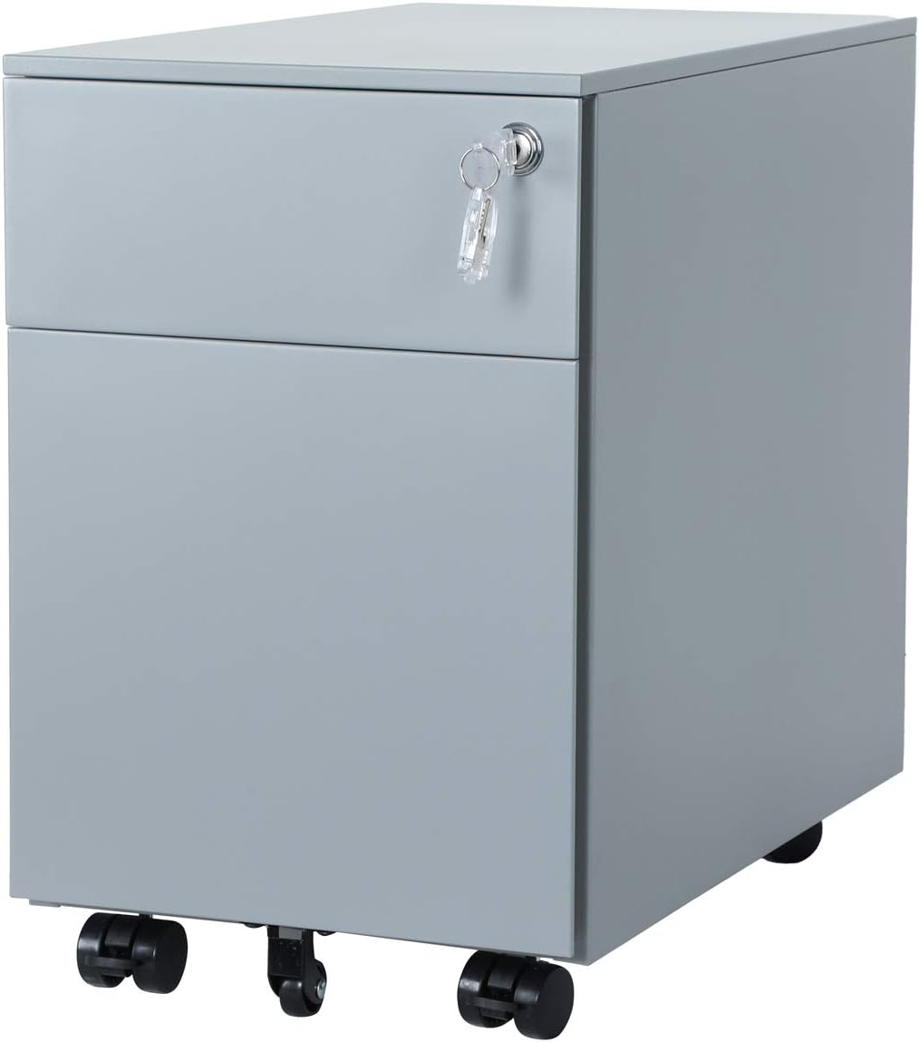 Steel File Cabinet with Lock 2 Drawers White J619