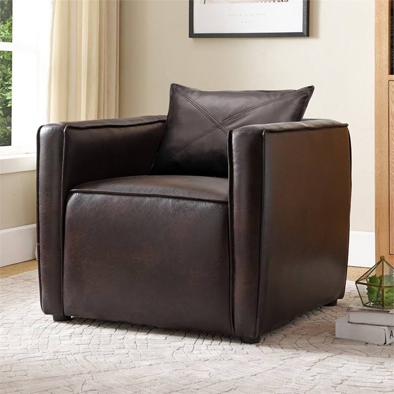 Brown Faux Leather Accent Chair C825