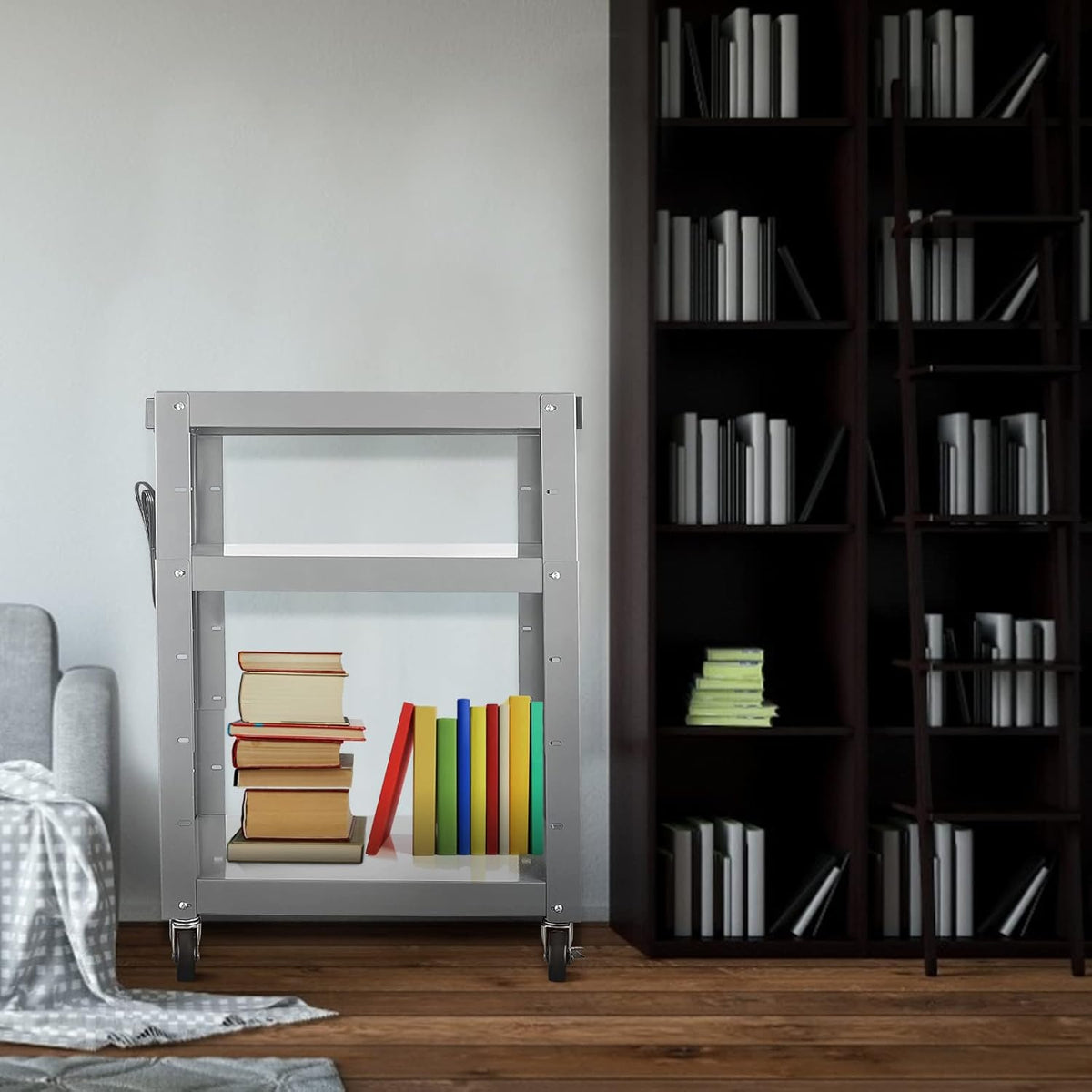Steel Height Adjustable Media Cart with Outlets U438018