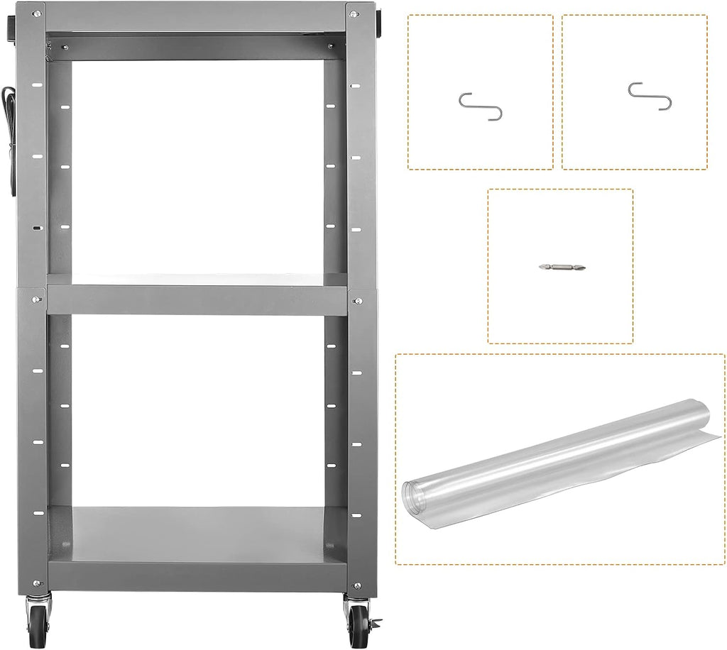 Steel Height Adjustable Media Cart with Outlets U438018