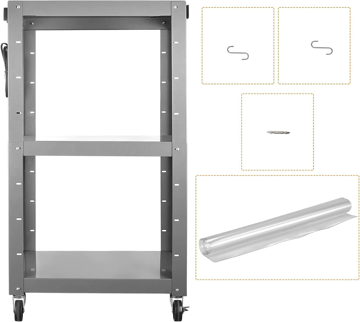 Steel Height Adjustable Media Cart with Outlets U438018