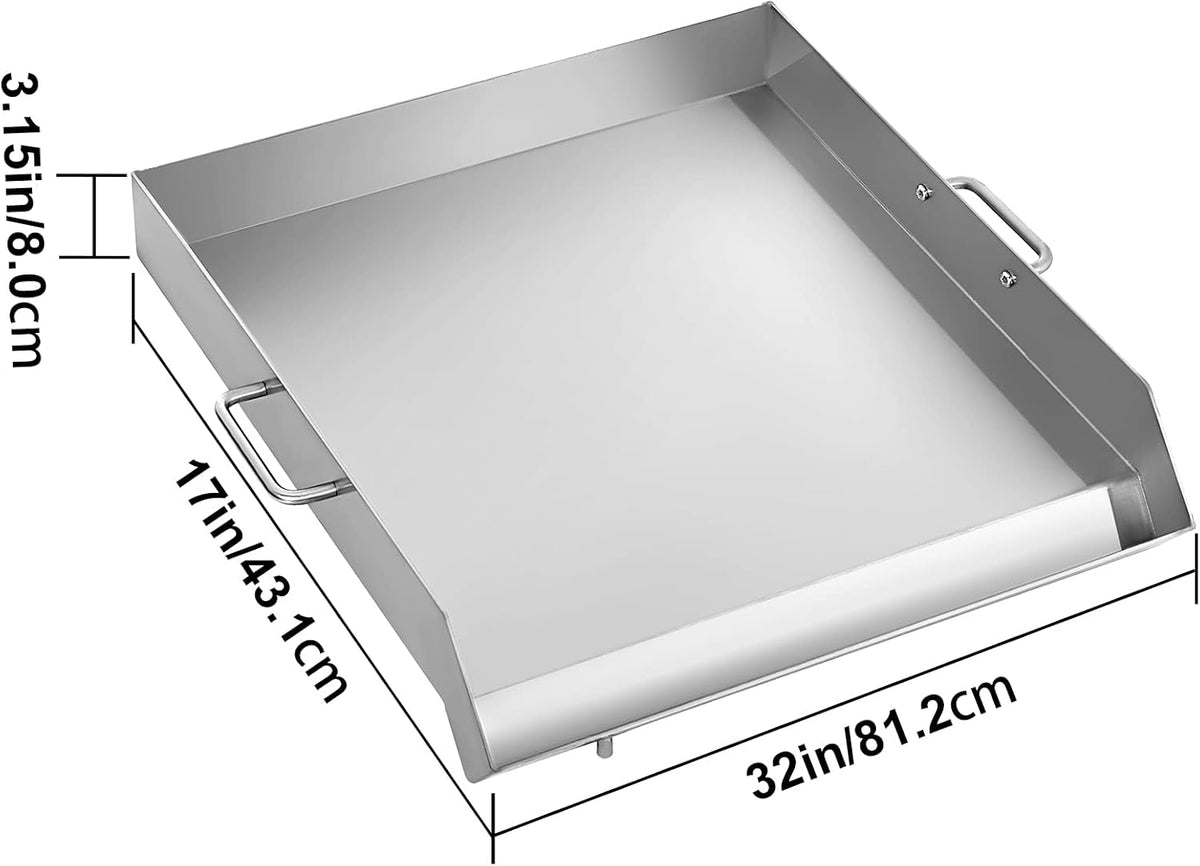 Stainless Steel Griddle, 32 X 17 Flat Top Rectangular Plate C65001
