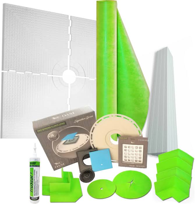 72 x 72 Shower Kit with Center Tray, Drain Kit and Drain Grate L619
