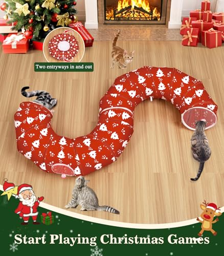 Cat Tunnel Christmas Sock with Bell Balls V70248