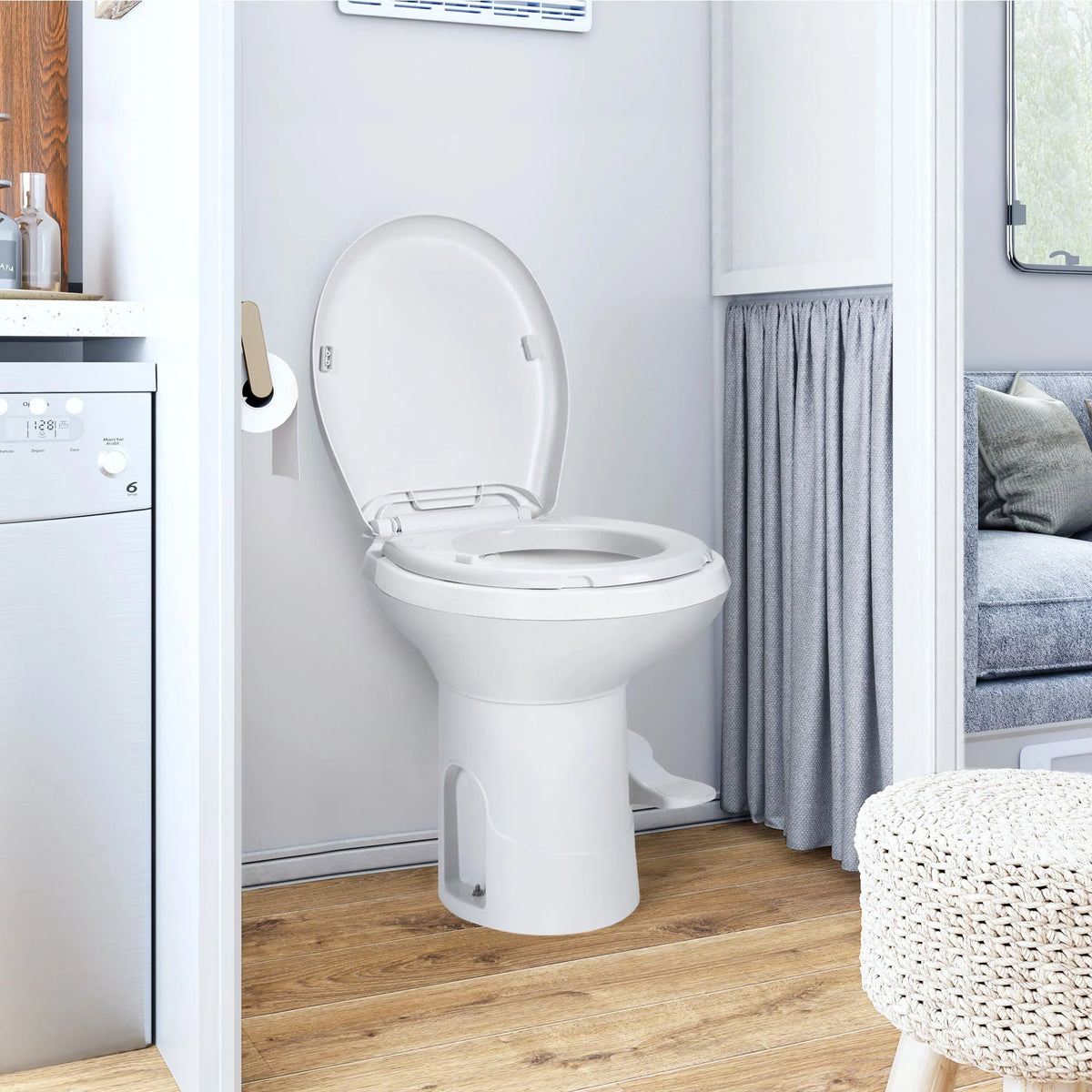 Portable RV Toilet with Pedal Flush White B14703