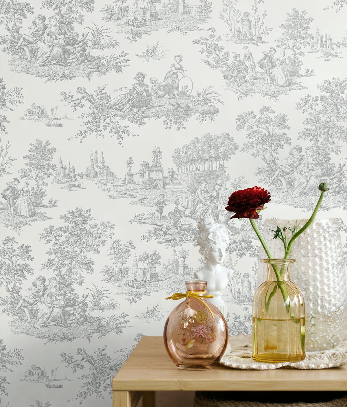 Grey Toile Peel and Stick Wallpaper N491