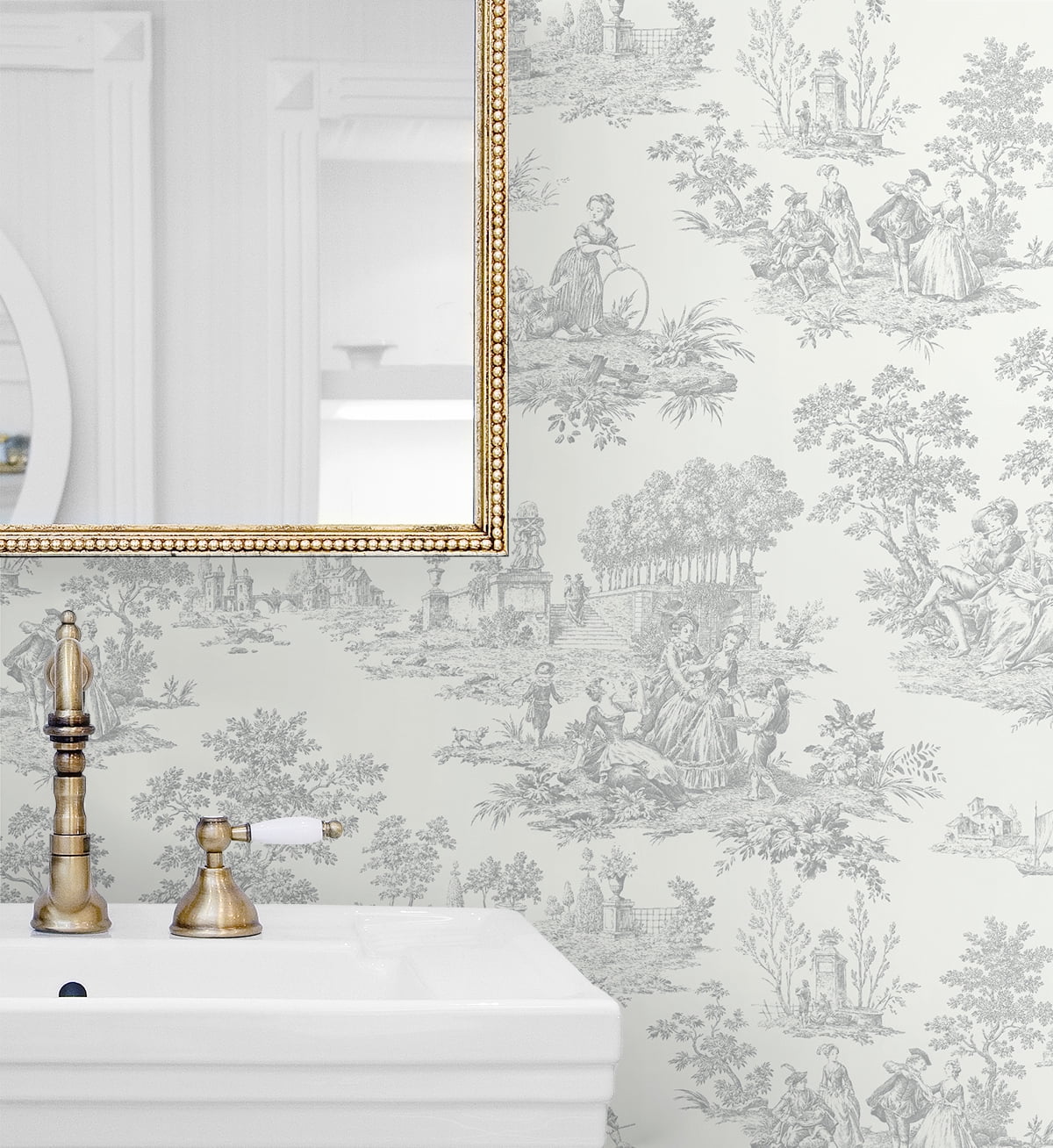 Grey Toile Peel and Stick Wallpaper N491