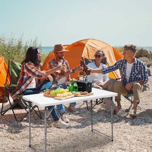 4 Foot Heavy Duty Plastic Folding Table with Carrying Handle M532651
