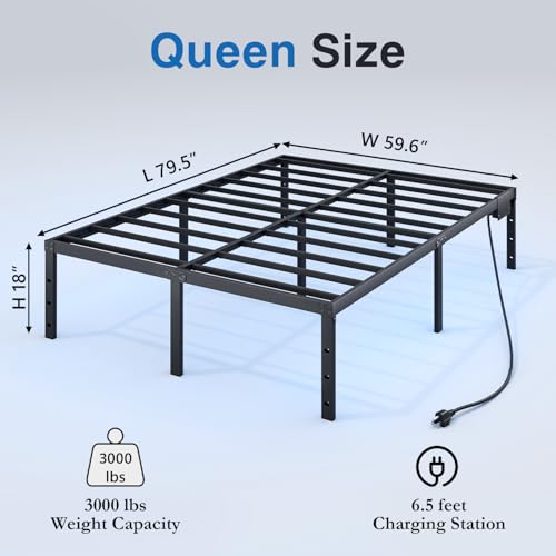 Full Size 14 Inch Metal Platform Bed Frame with LED Lights P373