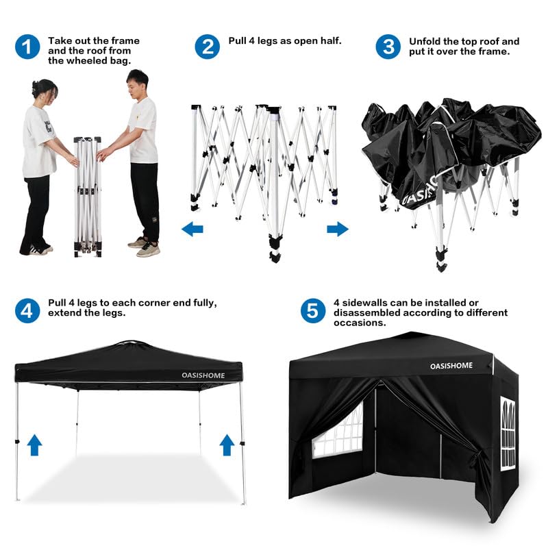 10'x10' Black Portable Canopy Tent with 4 Sidewalls E953013