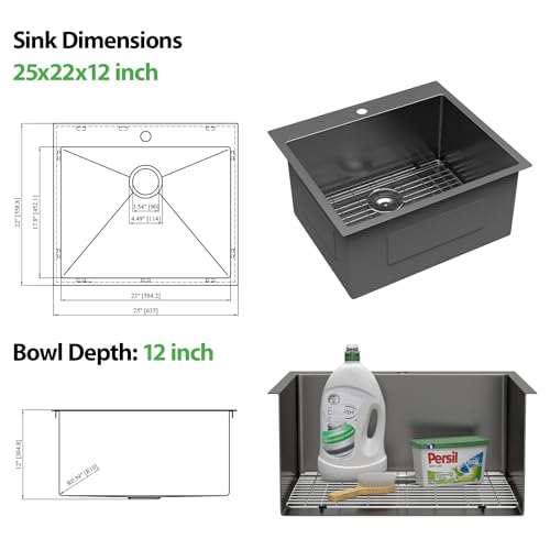 25 Inch 16 Gauge Stainless Steel Drop In Utility Sink G543
