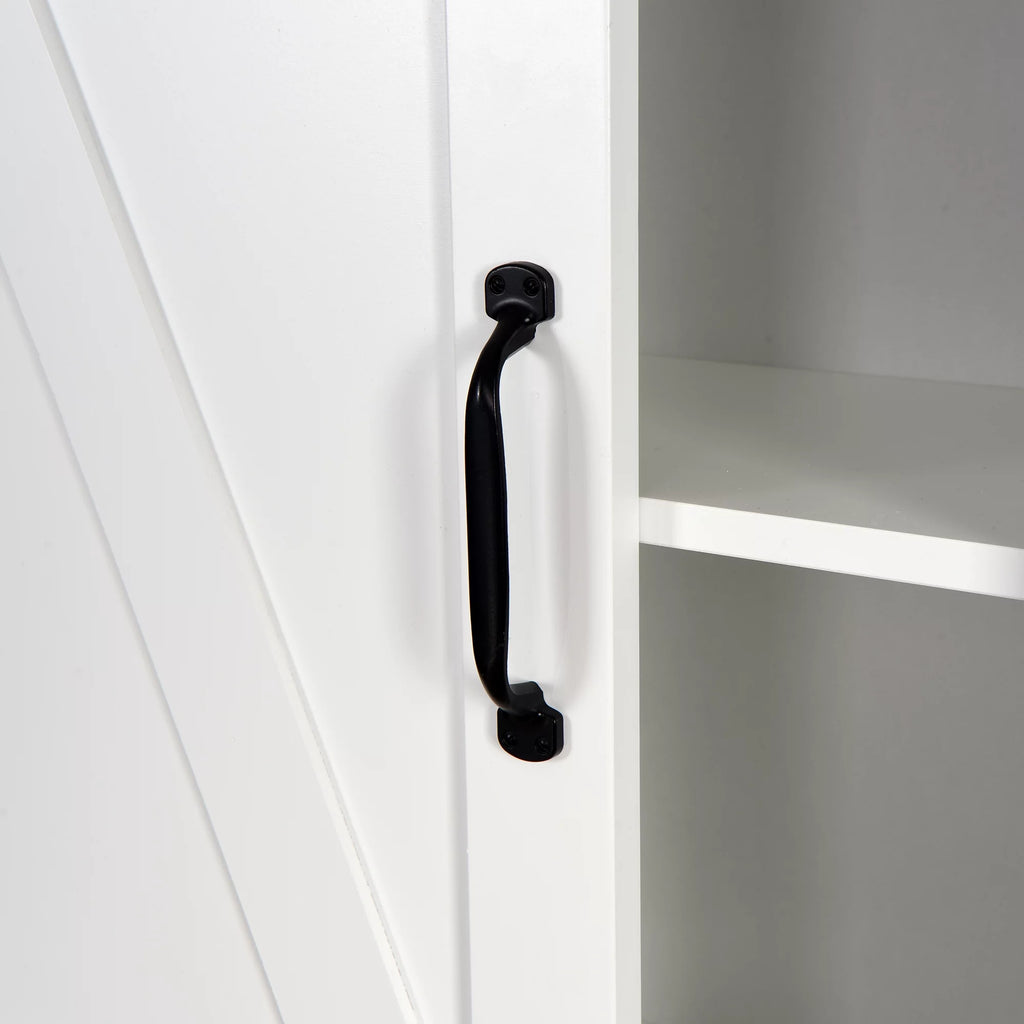 Over-The-Toilet Bathroom Cabinet with Adjustable Shelves and Barn Door, White P198