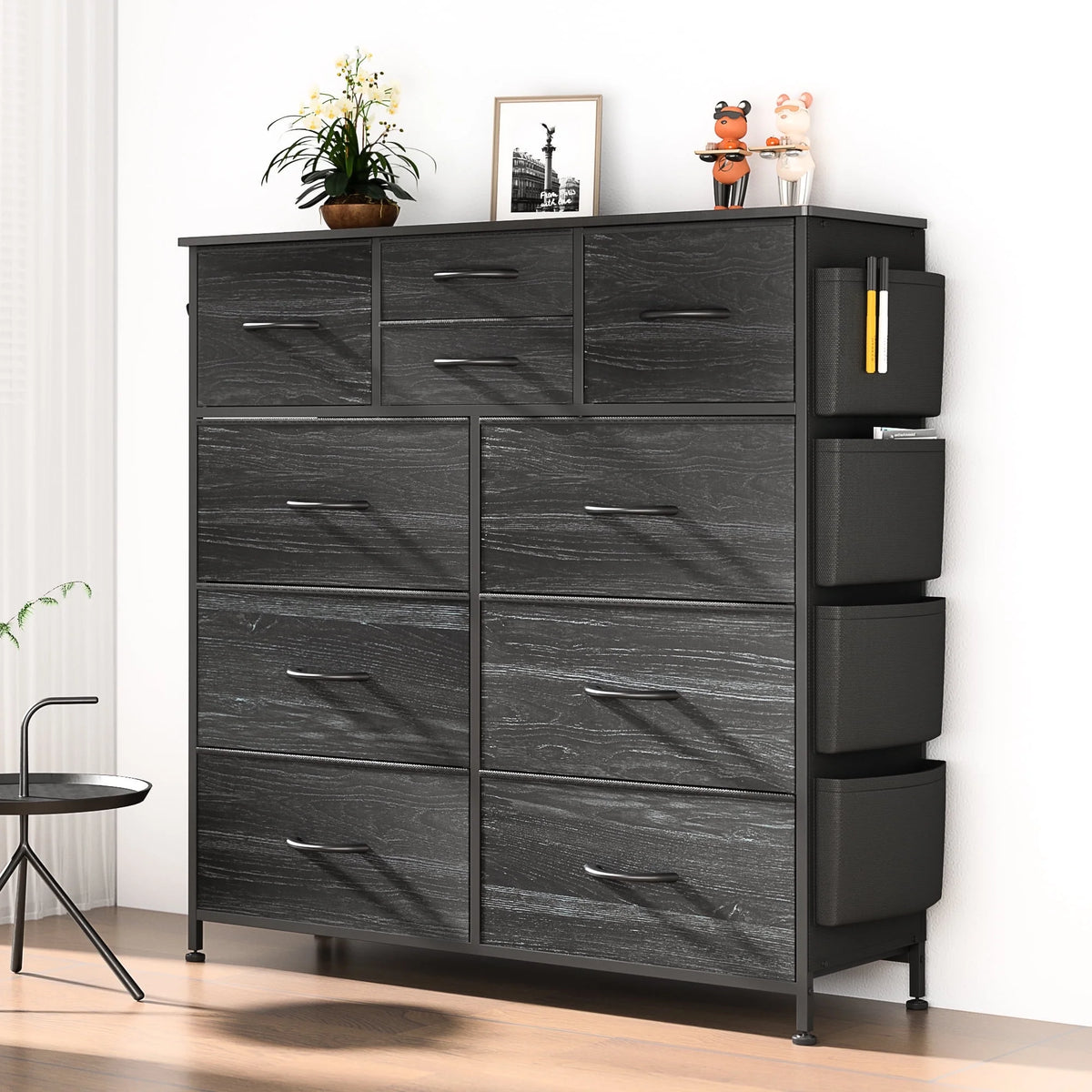 Brown 10 Drawer Fabric Dresser T1646