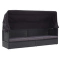 Black Poly Rattan Sun Lounger with Canopy and Cushion Z3125