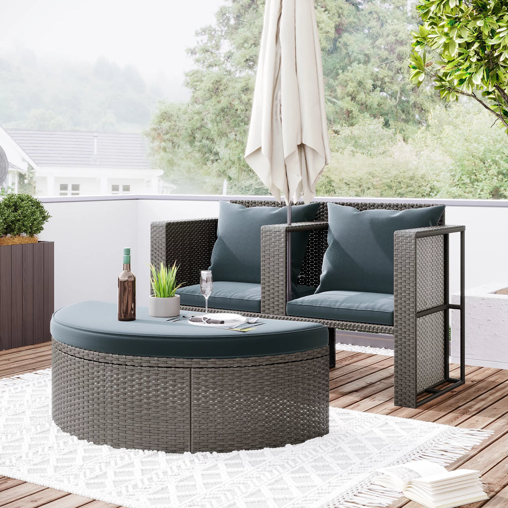 4 Pcs All-Weather PE Rattan Wicker Sofa Set with Coffee Table F251597