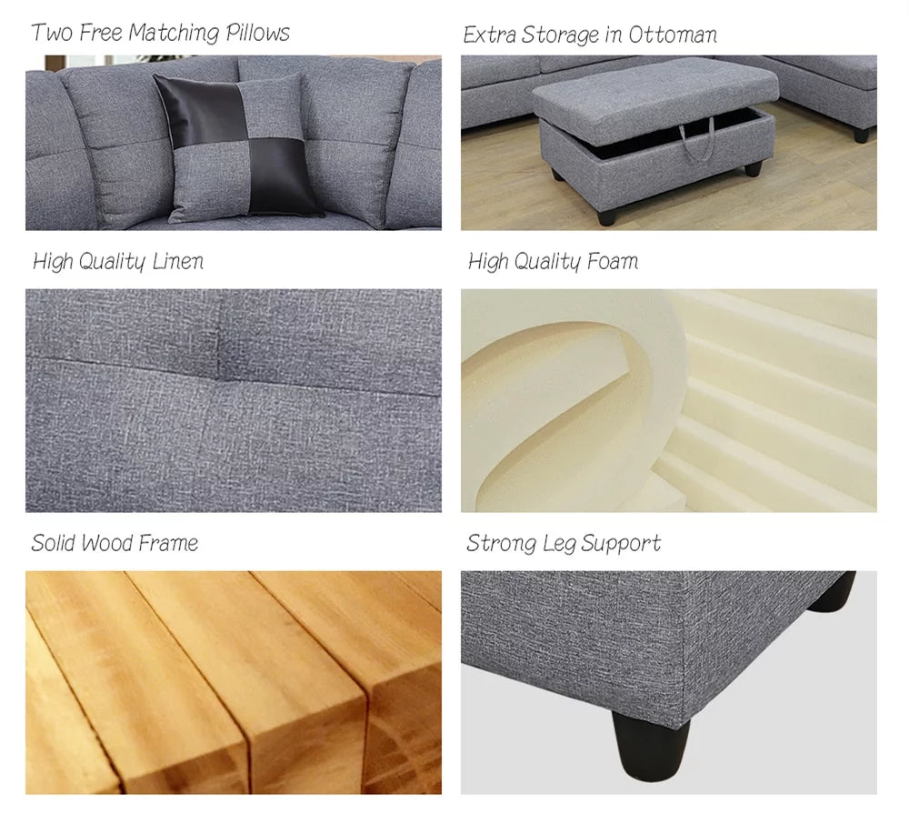106.5'' Sectional Sofa with Storage Ottoman K1346