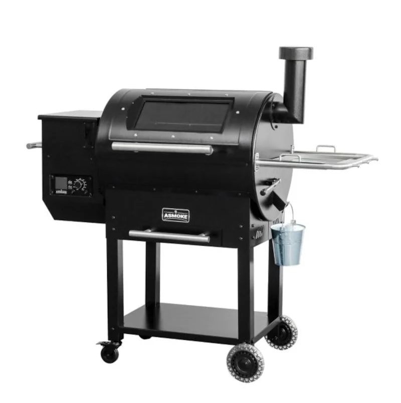 Wood Pellet Grill Smoker with View Window, 700 sq. in. Cooking Area, Black B657