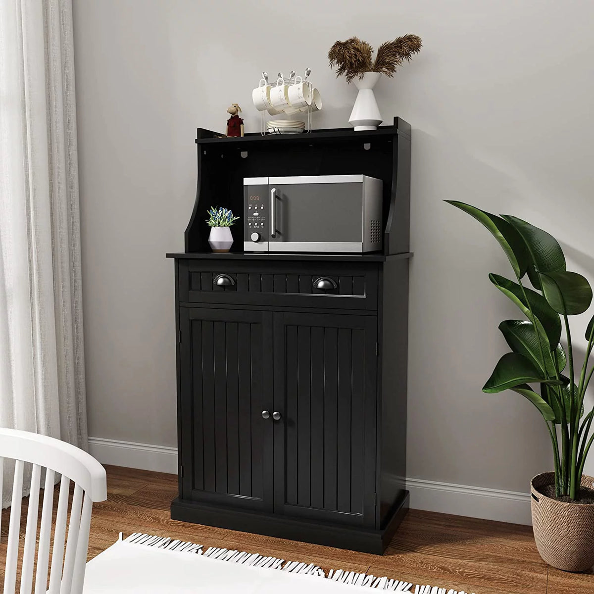 54" Black Kitchen Pantry Storage Cabinet with Doors and Adjustable Shelves N9441