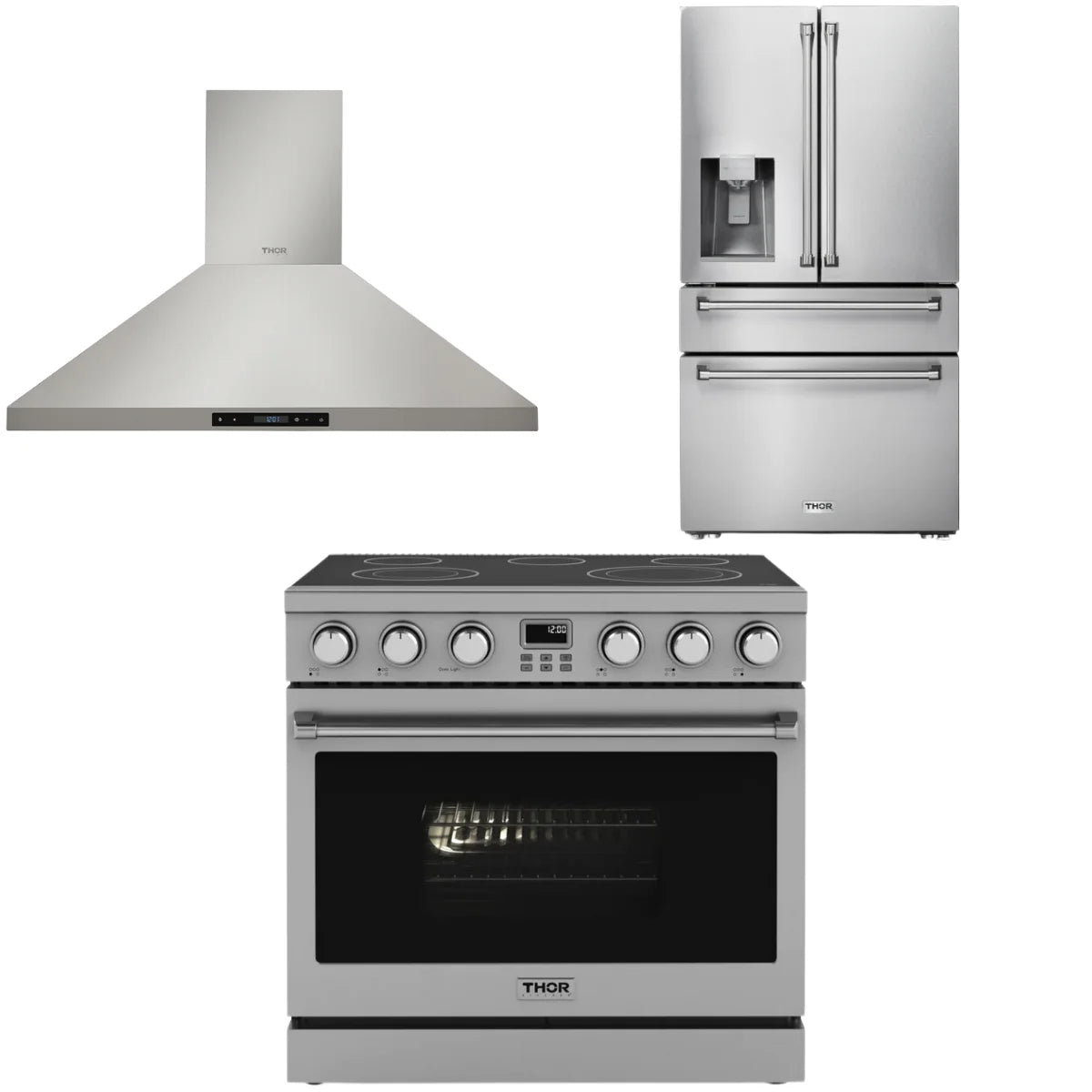 36 Electric Range, Range Hood and Refrigerator C280
