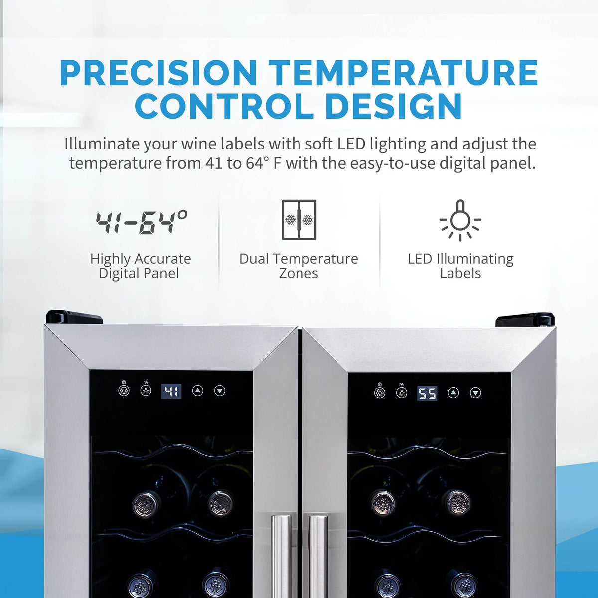 24 Bottle Dual Temperature Zone Wine Cooler Refrigerator C622910