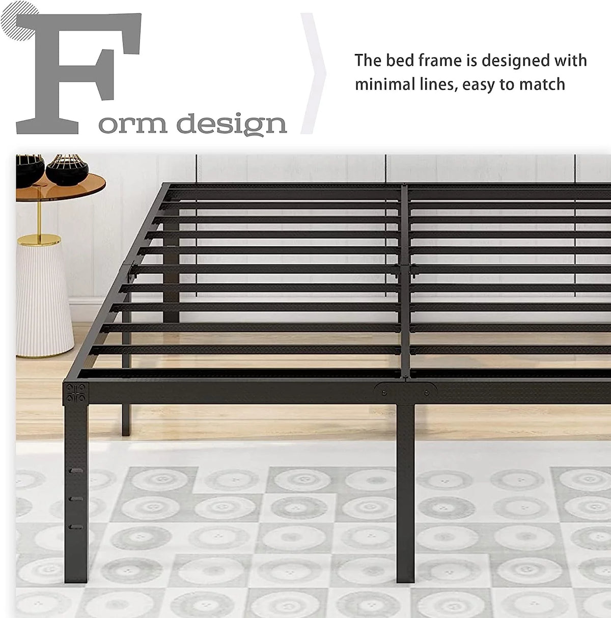 14 Inch Metal Platform King Bed Frame J846