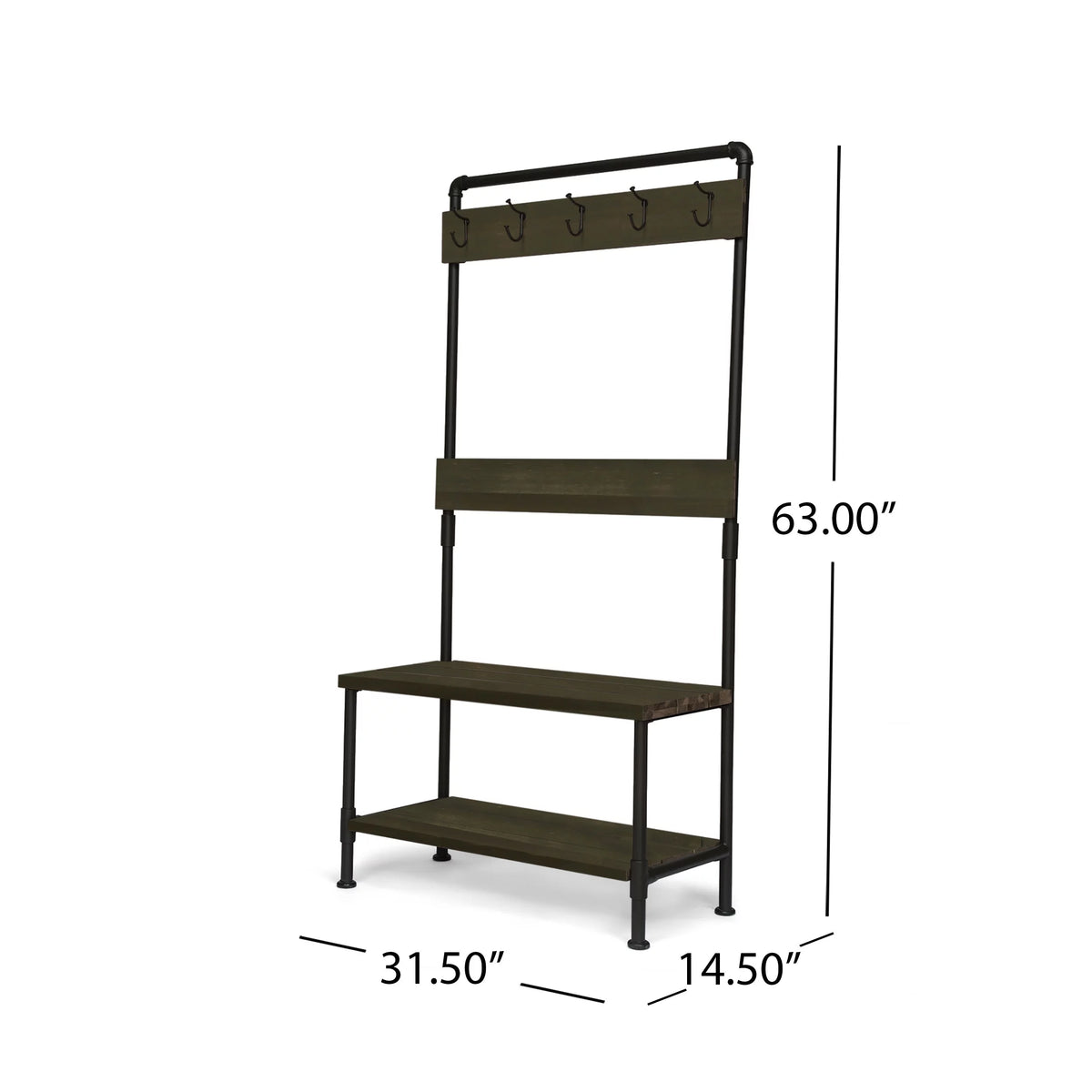 Acacia Wood Storage Bench and Coat Rack K70777