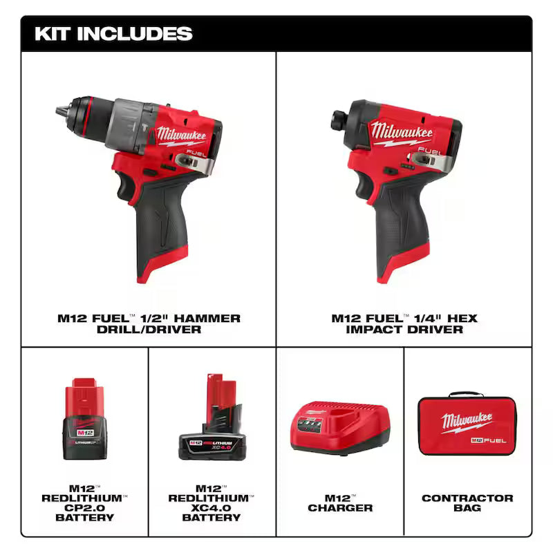 12-Volt Lithium-Ion Brushless Cordless Hammer Drill and Impact Driver Combo Kit H2130