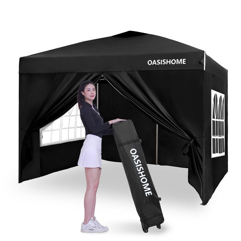 10'x10' Black Portable Canopy Tent with 4 Sidewalls E953013