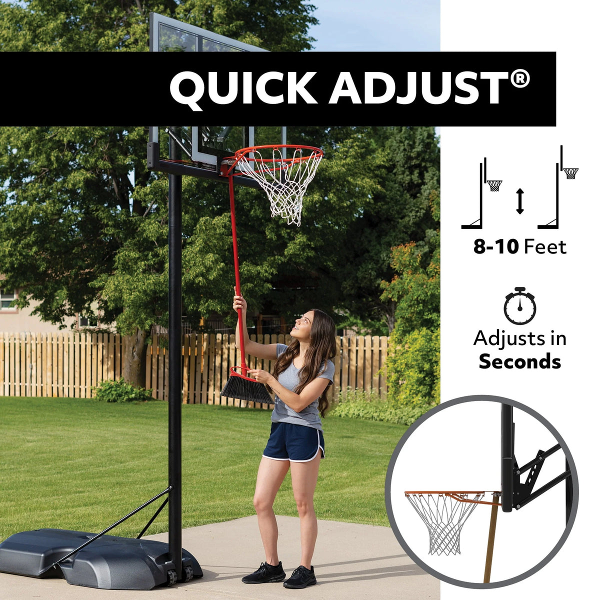 Adjustable Inground Basketball Hoop 44 inch Polycarbonate P567