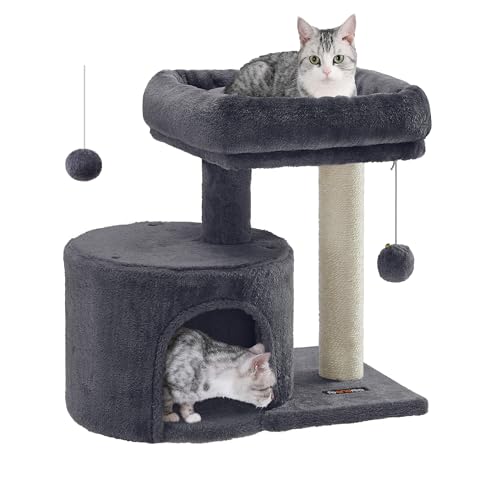 Light Gray Cat Tree Tower with Sisal Scratching Post G697292