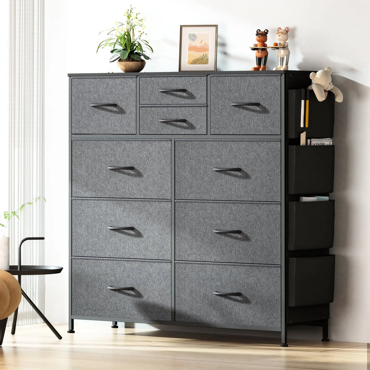 Brown 10 Drawer Fabric Dresser T1646