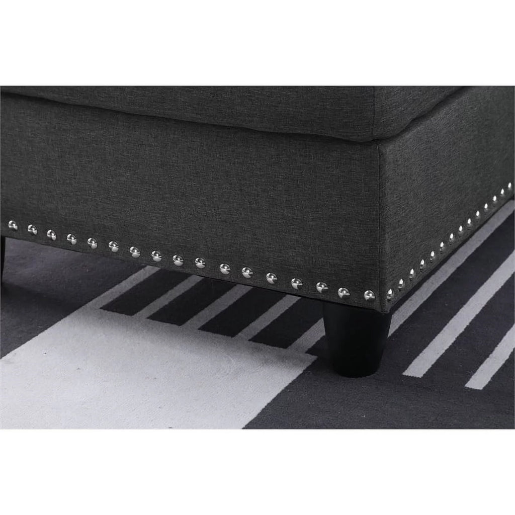 Gray Polyester Fabric Sectional Sofa with Ottoman C232