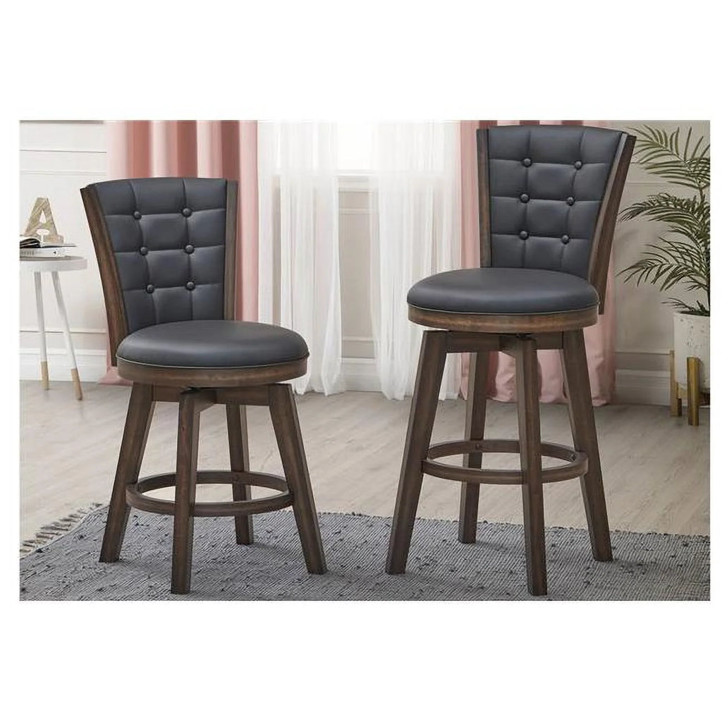 Black Faux Leather Swivel Counter Chair Set of 2 R53007