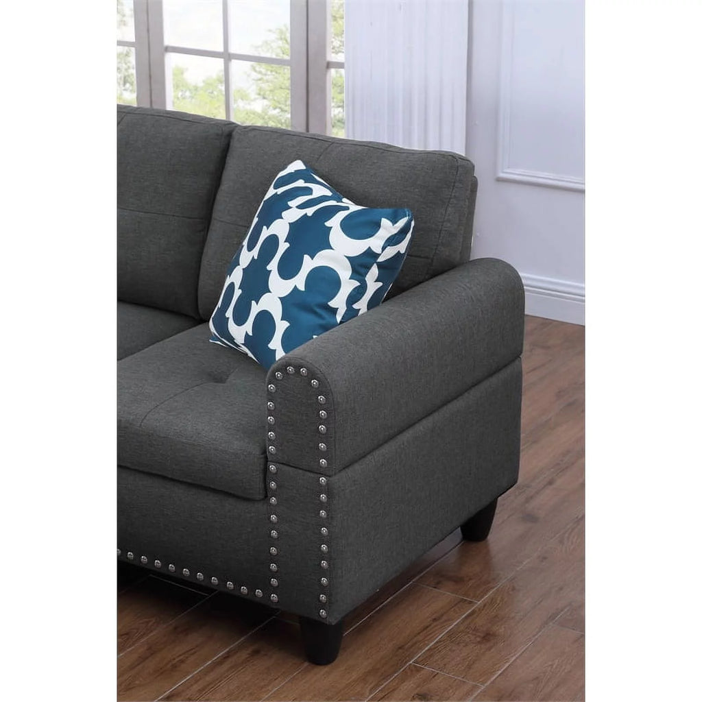 Gray Polyester Fabric Sectional Sofa with Ottoman C232