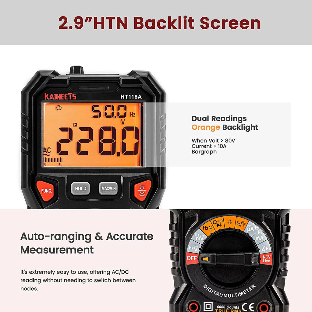 Auto-Ranging Digital Multimeter TRMS 6000 Counts V9940